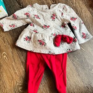 Carter's Gray Floral Baby Outfit